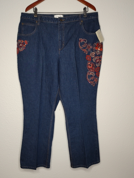 Christopher & Banks Denim - Christopher & Banks Cotton Stretch Embroidered Floral Boot Cut Jeans Size 20W